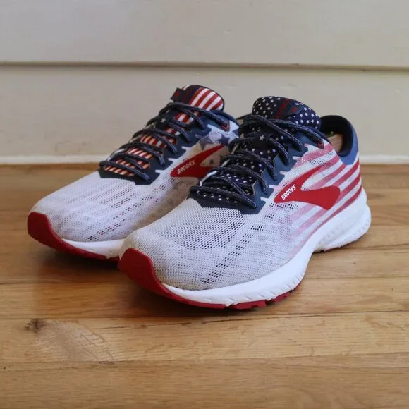 Brooks Red, White, and Blue Athletic Shoes - Picture 2 of 8